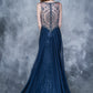 Nina Canacci 1346 Size 4 Rose Gold sequin prom dress Sheer high Neck Train