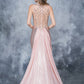 Nina Canacci 1346 Size 4 Rose Gold sequin prom dress Sheer high Neck Train