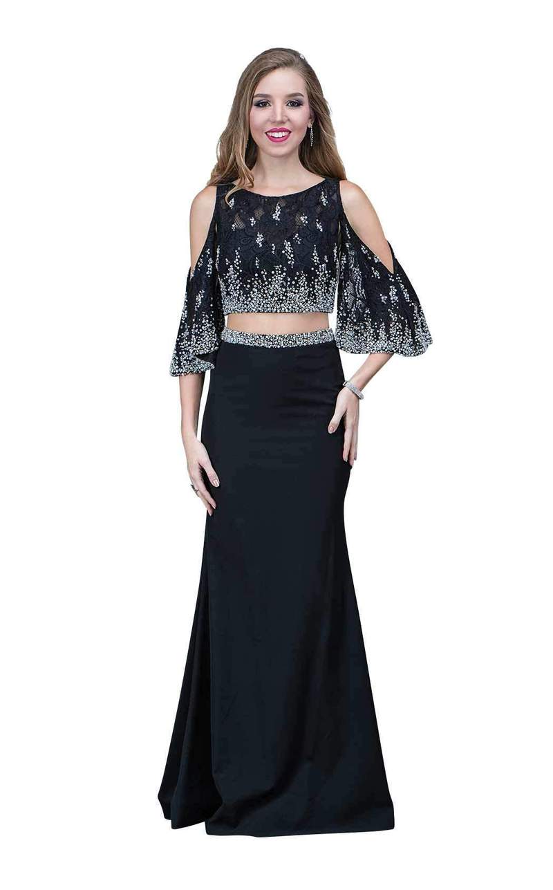 Nina Canacci 1354 Size 6 Two Piece Formal Dress Lace Drape Sleeves Pearl