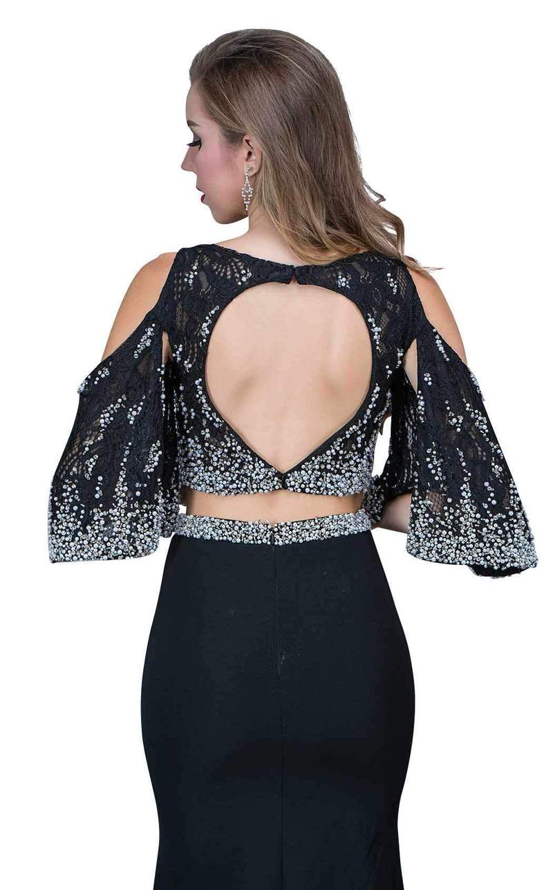 Nina Canacci 1354 Size 6 Two Piece Formal Dress Lace Drape Sleeves Pearl