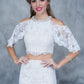 Nina Canacci 1364 Size 6 White/Nude cold shoulder two piece lace prom dress