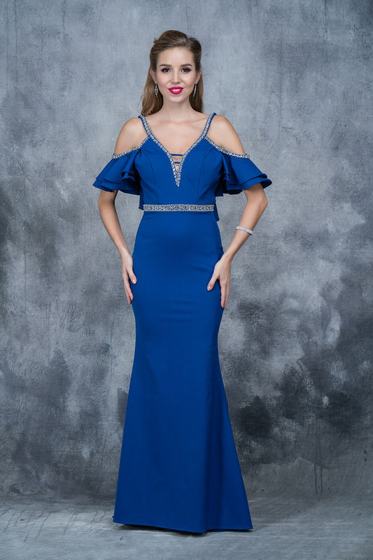 Nina Canacci 1375 Size 2 Royal cold shoulder prom dress off the shoulder gown