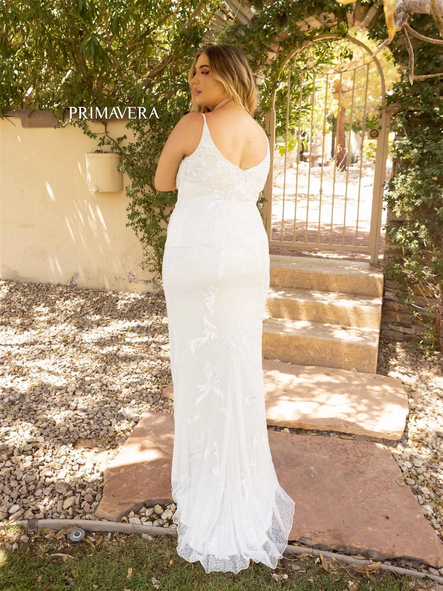 Primavera Couture 14005 Long Beaded Sequin Fitted Plus Size Prom Dress Formal Gown  Sizes: 14-24  Colors: IVORY,PEACOCK,MIDNIGHT