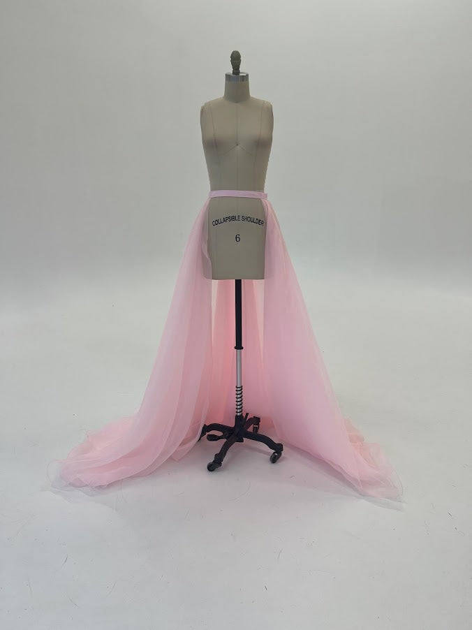 Ashley Lauren 1740 Size 0 ICE PINK Long Organza Overskirt Wire Hem Pageant Prom Layers