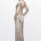 Primavera Couture 1740 Size 4,18 Champagne long sleeve fully sequined prom dress