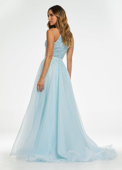 Ashley Lauren 1740 Size 2, 16 Orange Long Organza Overskirt Wire Hem Pageant Prom Layers