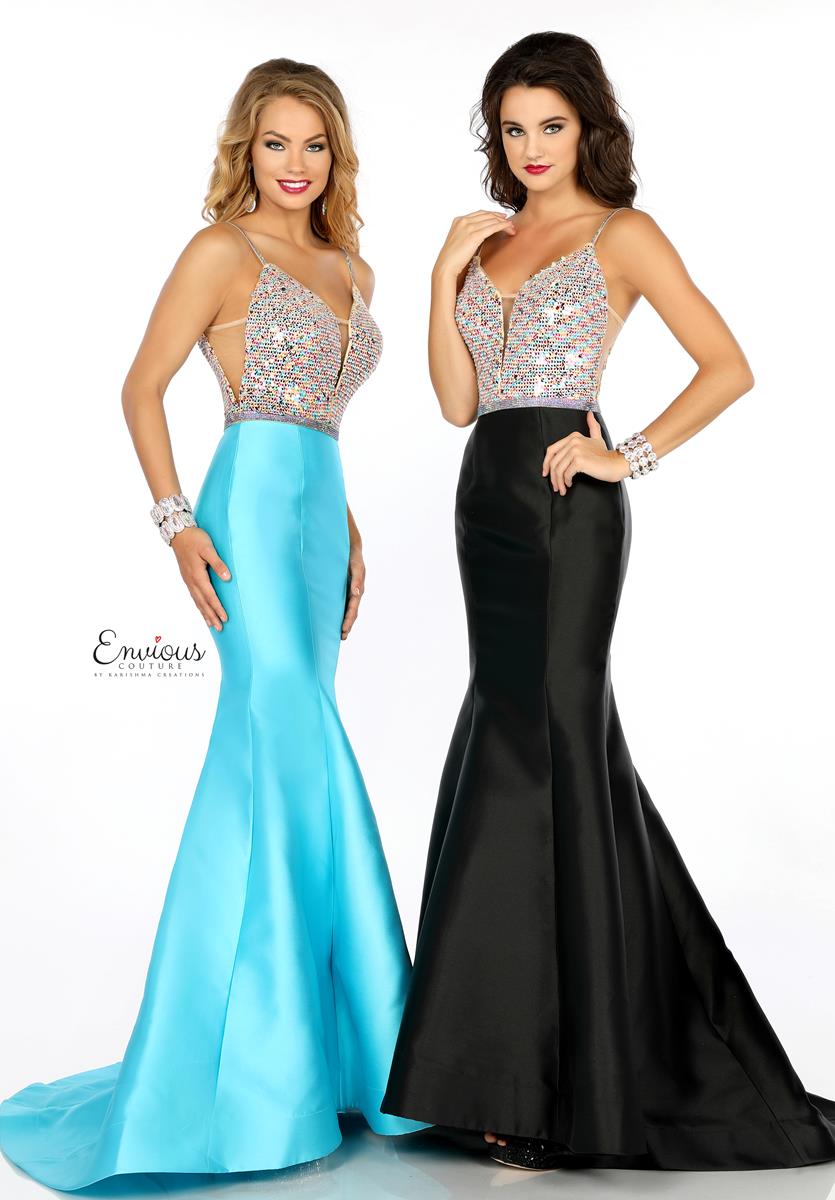 Envious Couture 18036 Size 4 Black Sequin mermaid prom dress Pageant Gown