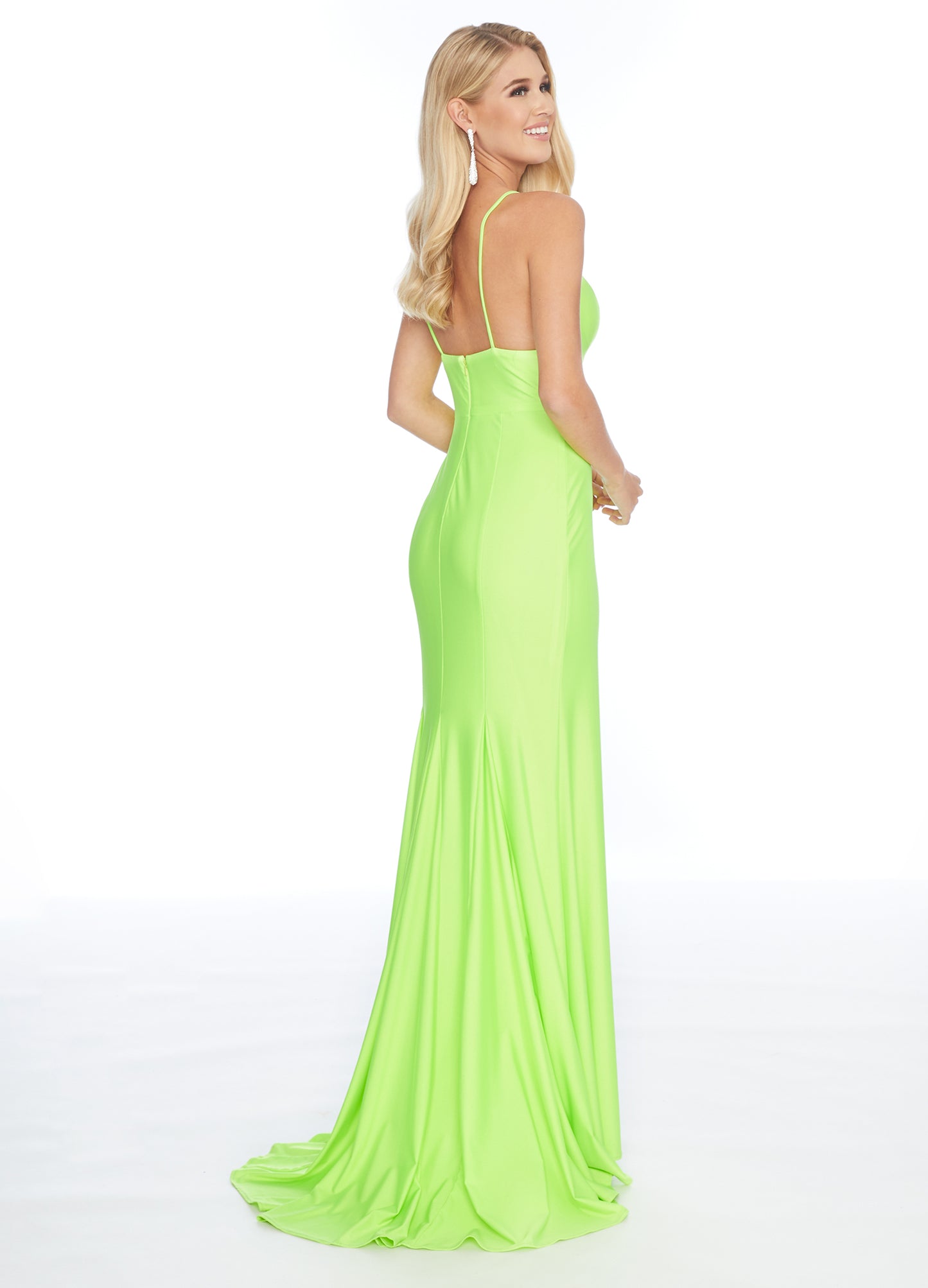 Ashley Lauren 1882 size 10 Turquoise Embellished Slit Prom Dress Pageant Gown V Neck