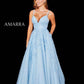 Amarra 20001 A Line Corset Prom Dress Ballgown Pockets Formal Gown Lace V Neck  Embrace your inner Cinderella on prom night, with a blue gown that’s sure to turn heads. Embellished with soft lace appliques, Style 20001 is feminine and sexy. Give in to your flirty side with a fitted V neckline bodice, lace straps and a lace up back. ● Made with quality lace and tulle for a luxurious high-fashion finish ● Available in black, bright pink, ivory, light blue, lilac, red, wine, yellow