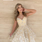 Blush Prom 20404 is a Short A Line embroidered Lace Cocktail Dress with sequin accents. This Backless Corset Fit & Flare Formal Gown is a fun & glamorous look for any formal event.  Available Colors: Blush, Champagne  Available Sizes: 0-24
