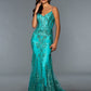 Stella Couture 21066 Size 10 Emerald Long Sheer Mermaid Shimmer Prom Dress Pageant Gown