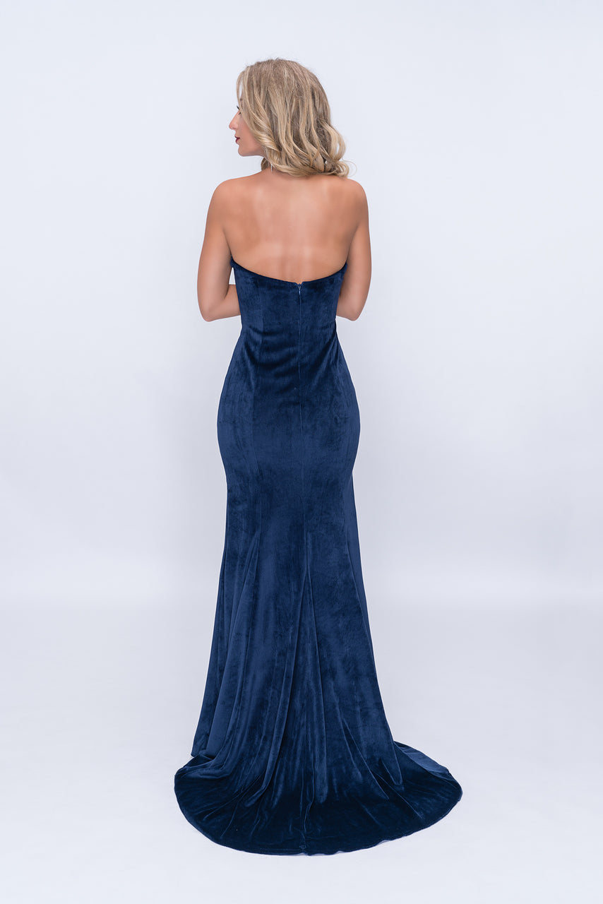 Nina Canacci 2185 Sizes 2, 8 Navy Prom Suede Dress Pageant Gown