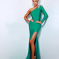 Johnathan Kayne 2224 One long sleeve fitted prom dress with side slit pageant gown
