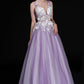 Nina Canacci 2256 Size 4 Pink Sheer Floral Prom Dress Applique Tulle Ballgown V Neck