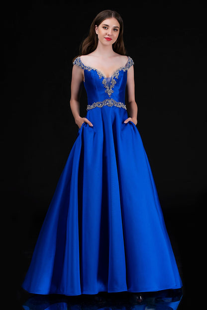 Nina Canacci 2265 Size 4 Fuchsia Crystal Off the Shoulder Prom Dress V Neck Ball Gown