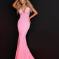 Johnathan Kayne 2308 size 2 Magenta Prom Dress V Neckline Embellished Velvet Long Train