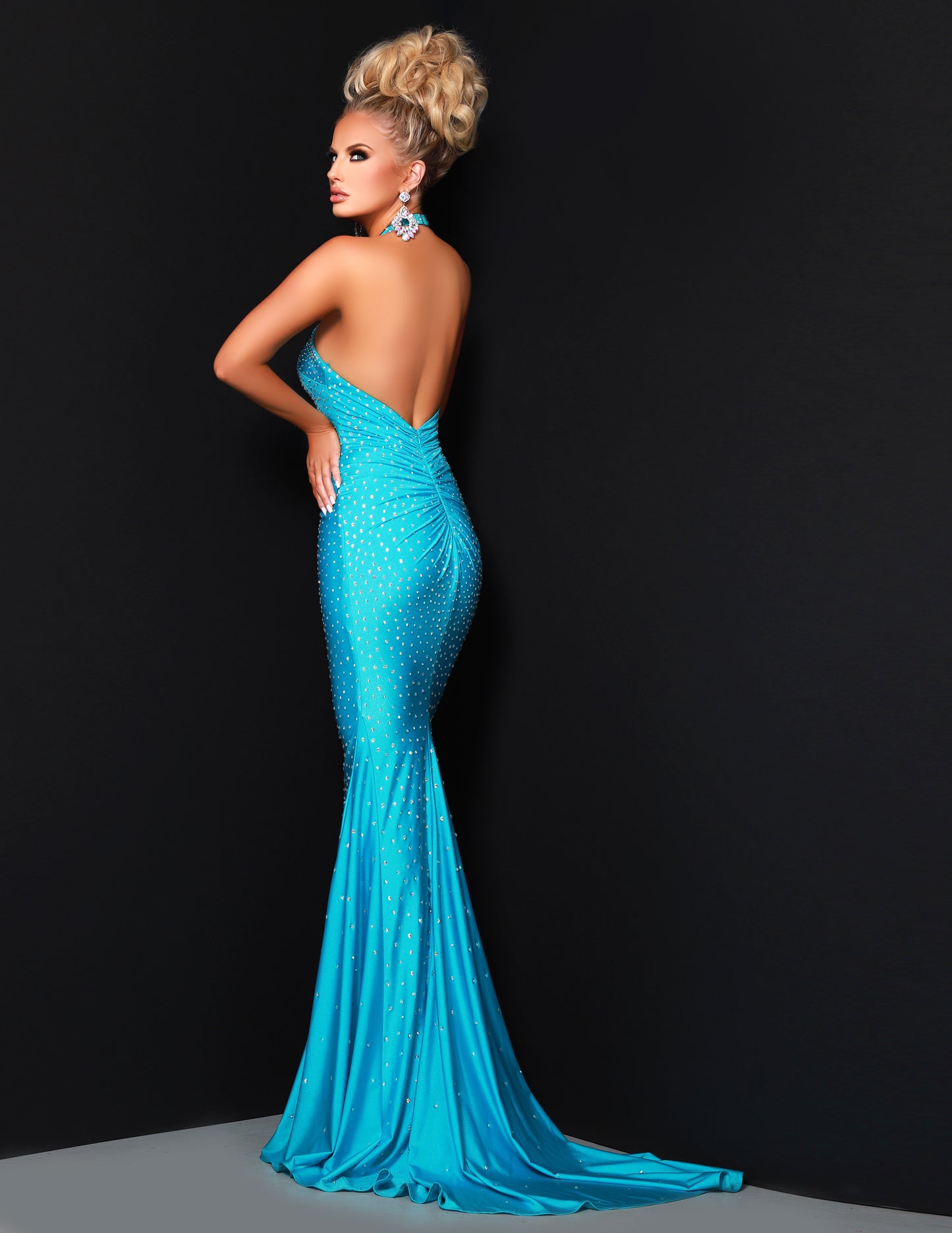 Johnathan Kayne 2401 Fitted Halter Embellished Formal Prom Pageant Dress  Available Sizes: 0-18  Available Colors: Fuchsia, Lime, Turquoise