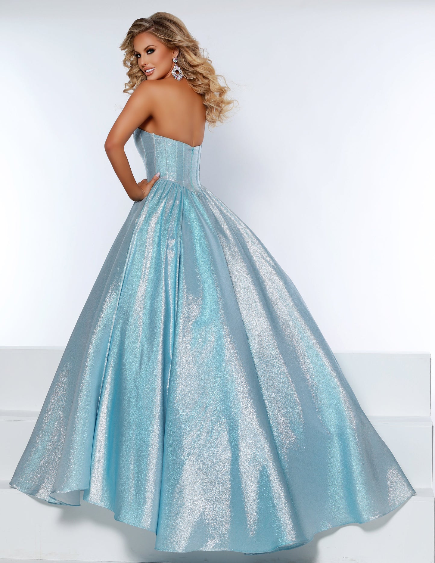 Johnathan Kayne 2411 Long A Line Ballgown Corset Prom Dress Shimmer Formal gown  Available Sizes: 0-18  Available Colors: Aqua/Silver, Pink/Gold, Raspberry