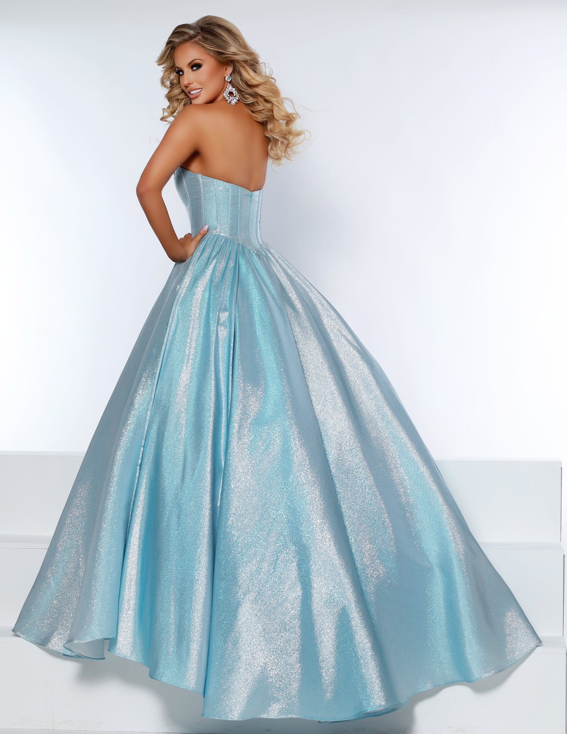 Johnathan Kayne 2411 Long A Line Ballgown Corset Prom Dress Shimmer Formal gown  Available Sizes: 0-18  Available Colors: Aqua/Silver, Pink/Gold, Raspberry