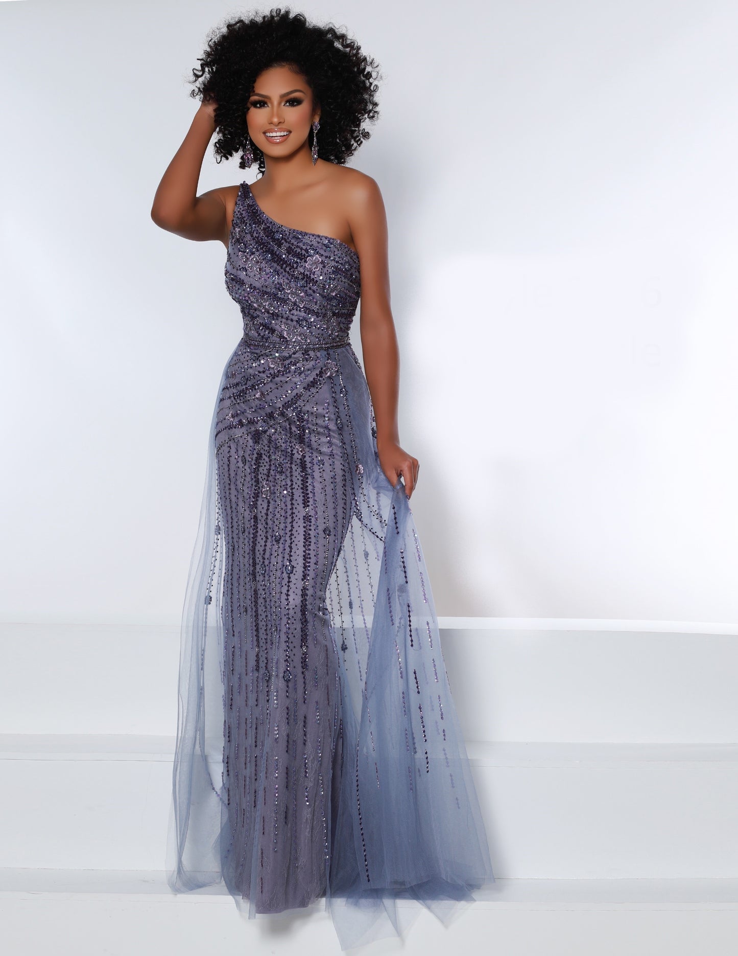 Johnathan Kayne 2416 Long One shoulder Formal Embellished Prom Dress  Available Sizes: 0-18  Available Colors: Periwinkle, Wine