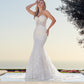 Casablanca Bridal 2448 JOCELYN Chantilly lace strapless fit and flare wedding dress