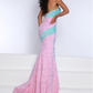 Johnathan Kayne 2659 One Shoulder Velvet Sequin Mermaid Prom Dress Pageant Gown Be daringly different in this two-tone sequin stretch velvet featuring a one-shoulder strap. The fit and flare silhouette is fantastic addition.  Colors: Aqua-White, Black-White, Cotton Candy-AQ, Multi-White  Sizes: 00, 0, 2, 4, 6, 8, 10, 12, 14, 16, 18, 20, 22  Fabric Sequin Stretch Velvet, Stretch Lining