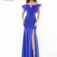 Colors Dress 2663 Long Fitted Feather off the Shoulder Formal Prom Dress Slit Pageant Gown   Sizes: 2-24  Colors: Black, Red, Royal, White, Light Blue, Hot Pink