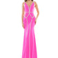 Colors 2696 Long Fitted Crystal Embellished V Neck Prom Dress Pageant Gown   Colors: Red, Hot Pink, Turquoise Sizes: 0-22