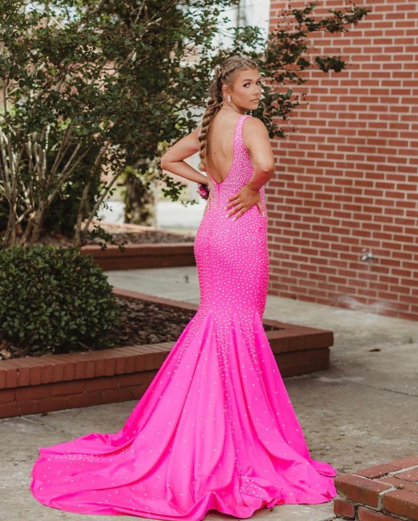 Johnathan Kayne 9213 Size 0, 8, 10, 16 Barbie Pink Stretch Crystal Mermaid Long Fitted Prom Dress Evening Gown