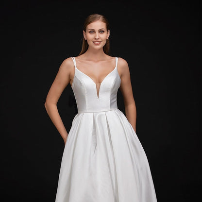 Nina Canacci B1900 White satin prom dress ballgown with bow size 14 – Glass Slipper Formals