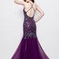 Primavera Couture 3004 Size 4 Charcoal Long Beaded Mermaid Prom Dress Evening Gown