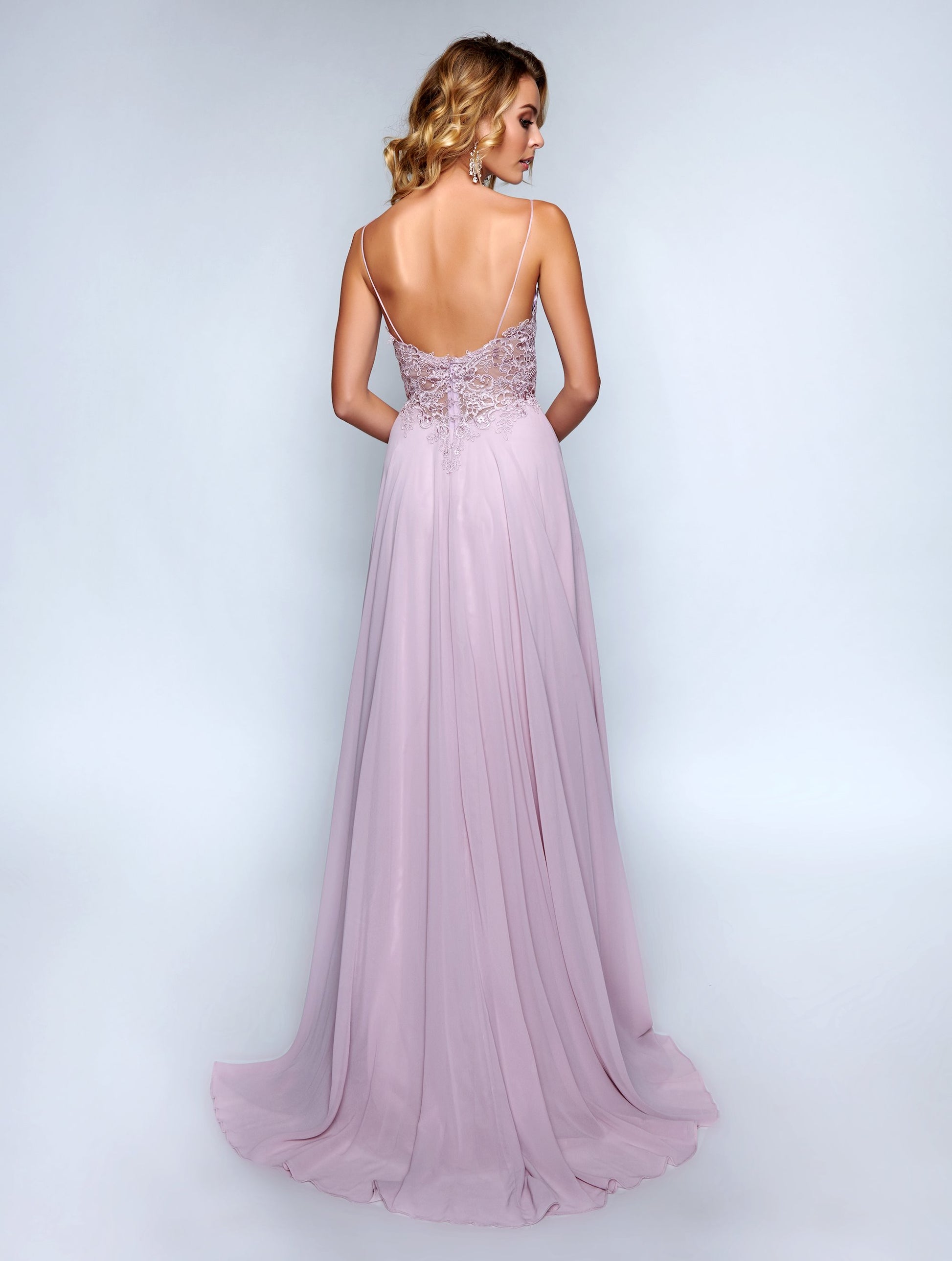 Nina Canacci 3153 Plum size 4 This is a long flowy prom dress with a lace bodice v neckline. Perfect for wedding guest, bridesmaid, maid of honor or mother of bride or groom dress.  Also makes a nice choice for spring formal dance or other social events.  Color Plum  Size 4