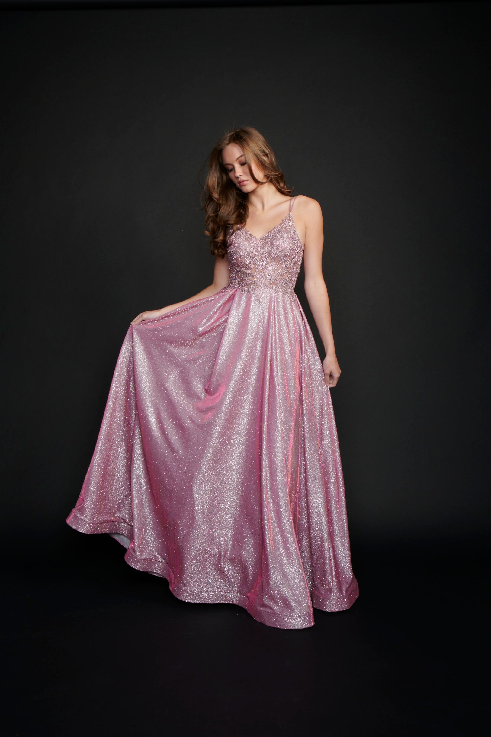 Nina Canacci 3186 Long Shimmer Sheer Lace Ballgown Prom Dress Pageant Gown  Available Size- 0-18  Available Color- Mauve, Red