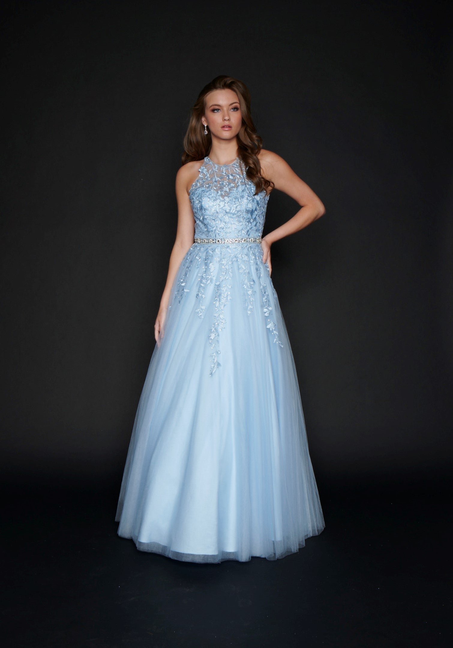 a line high neck prom dress A-Line Black High Neck Tulle Long Prom Dress, Black Evening Dress Custom Size / Custom Color