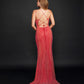 Nina Canacci 3198 Crystal Mesh Backless Corset Formal Prom Dress Pageant Gown Shimmer  Available Size-0-12  Available Color-Red, Black