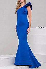 Jovani 32602 One shoulder ruffle bow shoulder long mermaid scuba evening gown pageant dress   Available colors:  Black, Blush, Deep Royal, Fuchsia, Light Blue, Mint, Navy, Orange, Royal, Tomato, White, Yellow  Available sizes:  00, 0, 2, 4, 6, 8, 10, 12, 14, 16, 18, 20, 22, 24 