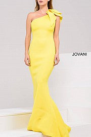 Jovani 32602 One shoulder ruffle bow long scuba mermaid prom dress evening gown 