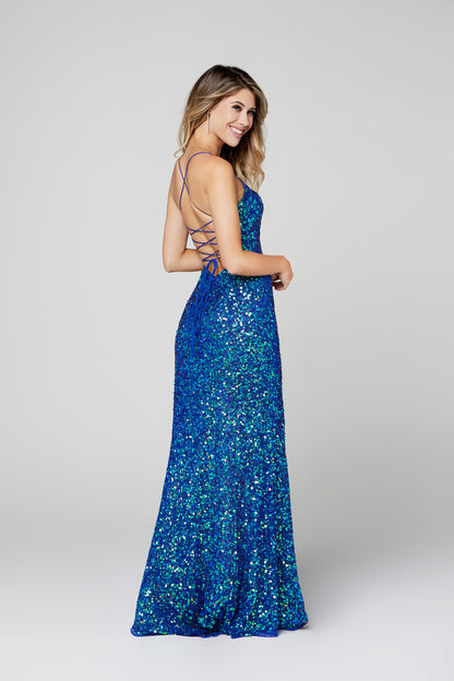 Primavera-Couture-3290-Blue-Prom-Dress-Back-View-Sequins-Tie-Back-Scoop-Neckline