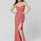 Primavera-Couture-3290-Coral-Prom-Dress-Front-View-Sequins-Tie-Back-Scoop-Neckline