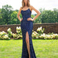 Primavera-Couture-3290-Midnight-Blue-Prom-Dress-Front-View-Sequins-Tie-Back-Scoop-Neckline