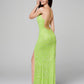 Primavera-Couture-3290-Neon-Green-Prom-Dress-Back-View-Sequins-Tie-Back-Scoop-Neckline