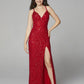 Primavera couture 3291 Red Prom Dresses sizes 2 Sequin V Neckline Backless