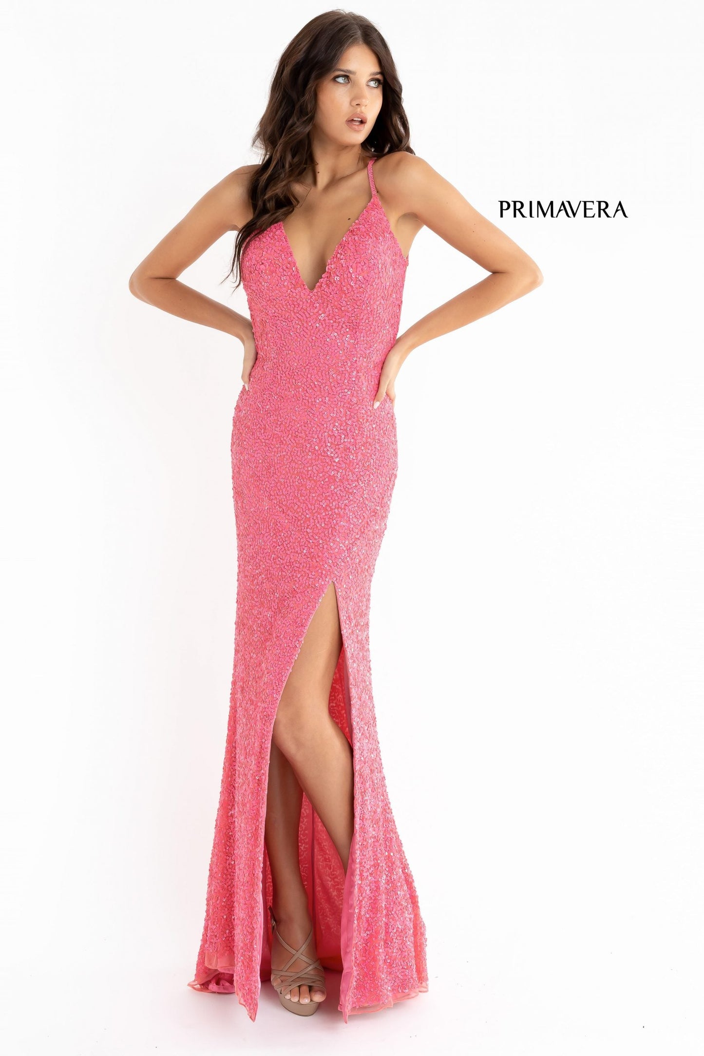 Primavera Couture 3291 Size 6 Neon Lilac Long Fitted Backless Sequin Prom Dress Formal Evening Gown