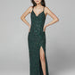 Primavera couture 3295 Sizes 10,16 Forest Green Prom Dress v neckline sequins backless slit