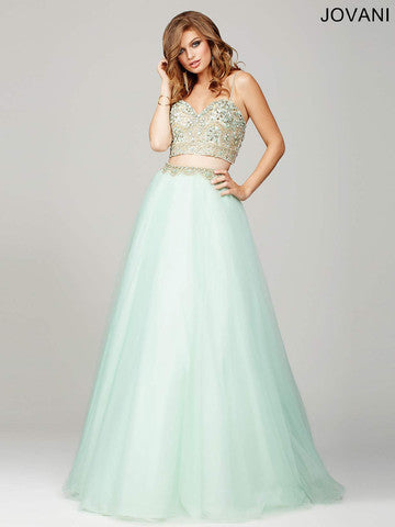 Jovani 33492 Size 4 Two Piece Prom Dress Mint Ballgown Pageant Gown