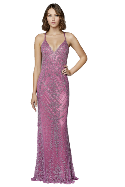 Primavera Couture 3428 is a embellished Prom Dress, Pageant Gown, Wedding Dress & Formal Evening Wear gown. This Gown Features a v neckline with spaghetti straps that criss cross in the open back pageant gown.   Available colors:  Ivory, Powder Blue, Yellow, Lilac, Pewter, Raspberry, Bottle Green  Available sizes:  00,0,2,4,6,8,10,12,14,16,18 