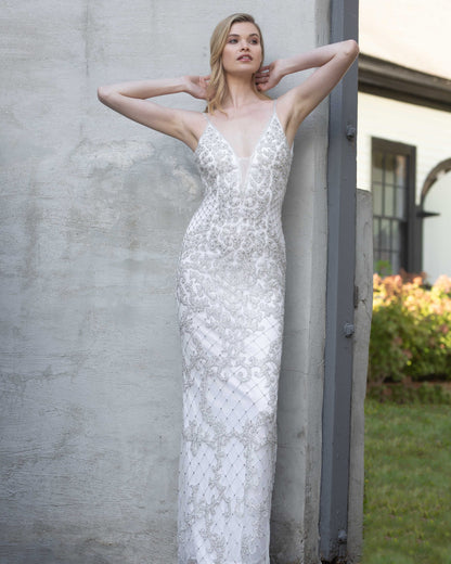 Primavera Couture 3433 is a long fully hand beaded Prom Dress, Pageant Gown, Wedding Dress & Formal Evening Wear gown. plunging neckline with mesh panel fully beaded pageant gown or evening dress. Fully Beaded & Embellished  Available colors: Black, Blush, Bottle Green, Ivory, Lilac, Platinum, Powder Blue, Yellow  Available sizes:  00,0,2,4,6,8,10,12,14,16,18