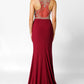 Swing Prom 3463 Size 4 Wine sleeveless high neckline beaded bodice and jersey gown