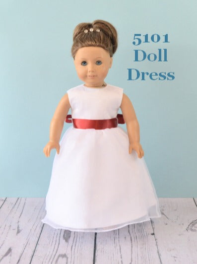 Rosebuds Fashions 5101 Doll Dress Matching Doll Flower Girl Dress Your Flower Girl can have a matching doll dress that matches her flower girl dress!  One size, fits American Girl Dolls or similar dolls in the same size.
