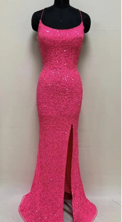 Primavera Couture 3290 Size 00 Hot Pink Prom Dress Sequin Backless